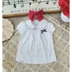 áo sơ mi trắng cộc tay bé gái