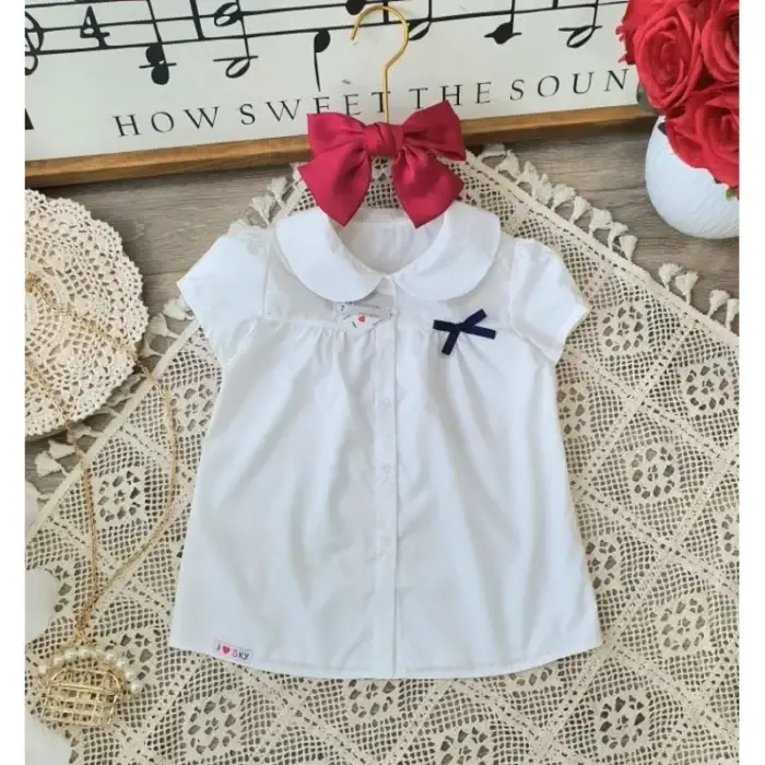 áo sơ mi trắng cộc tay bé gái - Ảnh 1