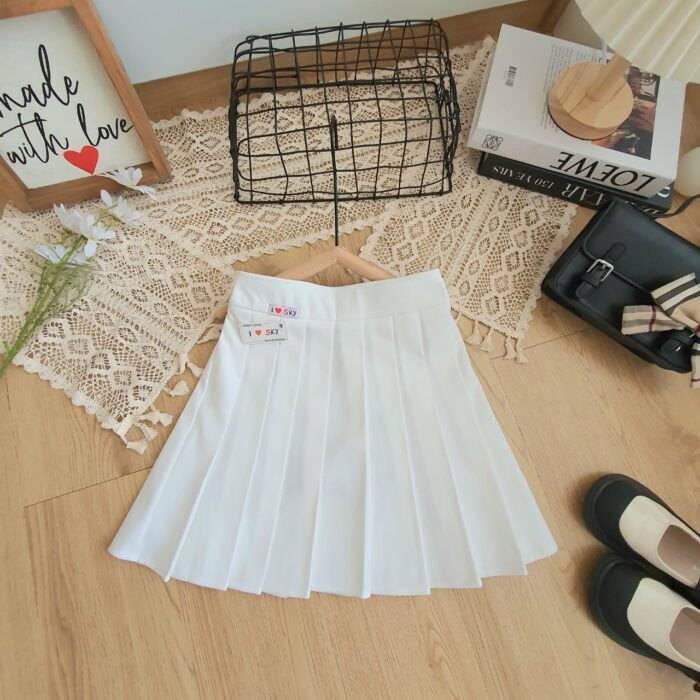 Chân váy xếp ly trắng bản nhỏ - Ảnh 1