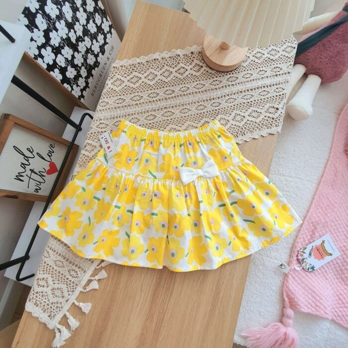 Chân váy hoa bé gái kèm quần ,  chất liệu hoa thô size 3-10 - Ảnh 3