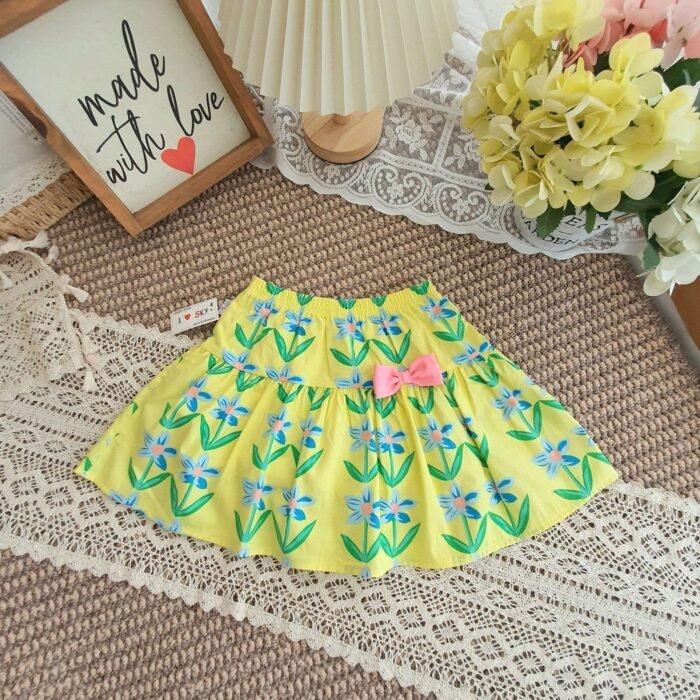 Chân váy hoa bé gái kèm quần ,  chất liệu hoa thô - Ảnh 2