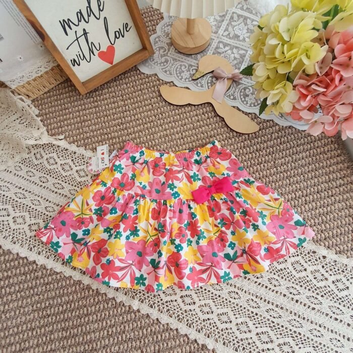 Chân váy hoa bé gái kèm quần ,  chất liệu hoa thô - Ảnh 5