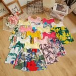 Áo sát nách phối hoa chất liệu cotton + lanh hoa 3D