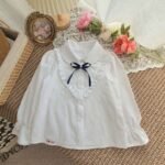 áo sơ mi trắng dài tay nơ cổ size 6 -10 - Ảnh 3