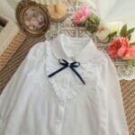 áo sơ mi trắng dài tay nơ cổ size 6 -10 - Ảnh 5