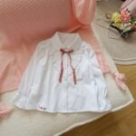 áo sơ mi trắng dài tay nơ cổ size 6 -10 - Ảnh 2