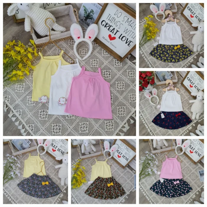 Áo 2 dây cotton bé gái, chất liệu cotton co giãn 4 chiều - Ảnh 1