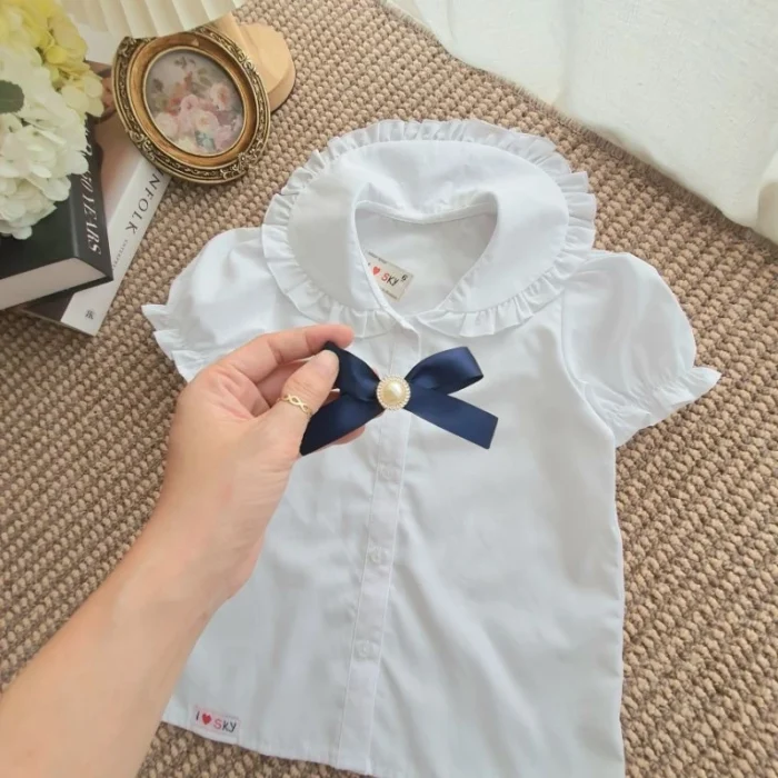 Áo sơ mi bé gái, áo somi trắng nữ học sinh cấp 1, cấp 2 - Ảnh 2