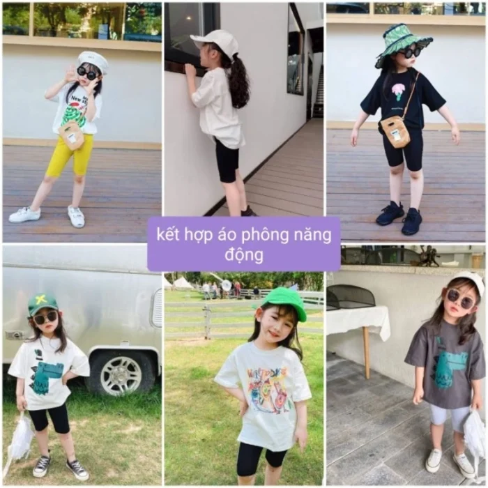 Quần legging bé gái sắc màu, quần cotton lỡ hè xinh - Ảnh 3