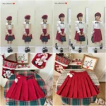 Chân váy đỏ xếp ly bản to cho bé gái - Ảnh 6